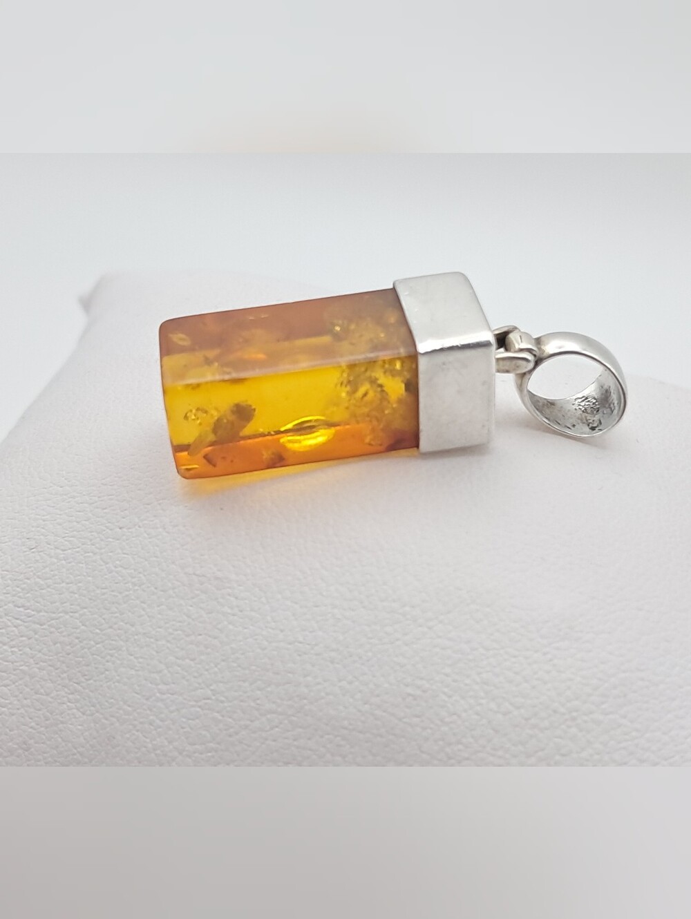 Sterling Silver Honey Amber Pendant for Necklace Genuine Warm Yellow Jewelry